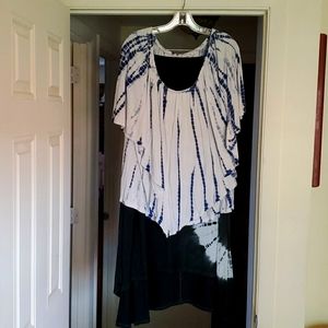 Skirt and shirt combo.